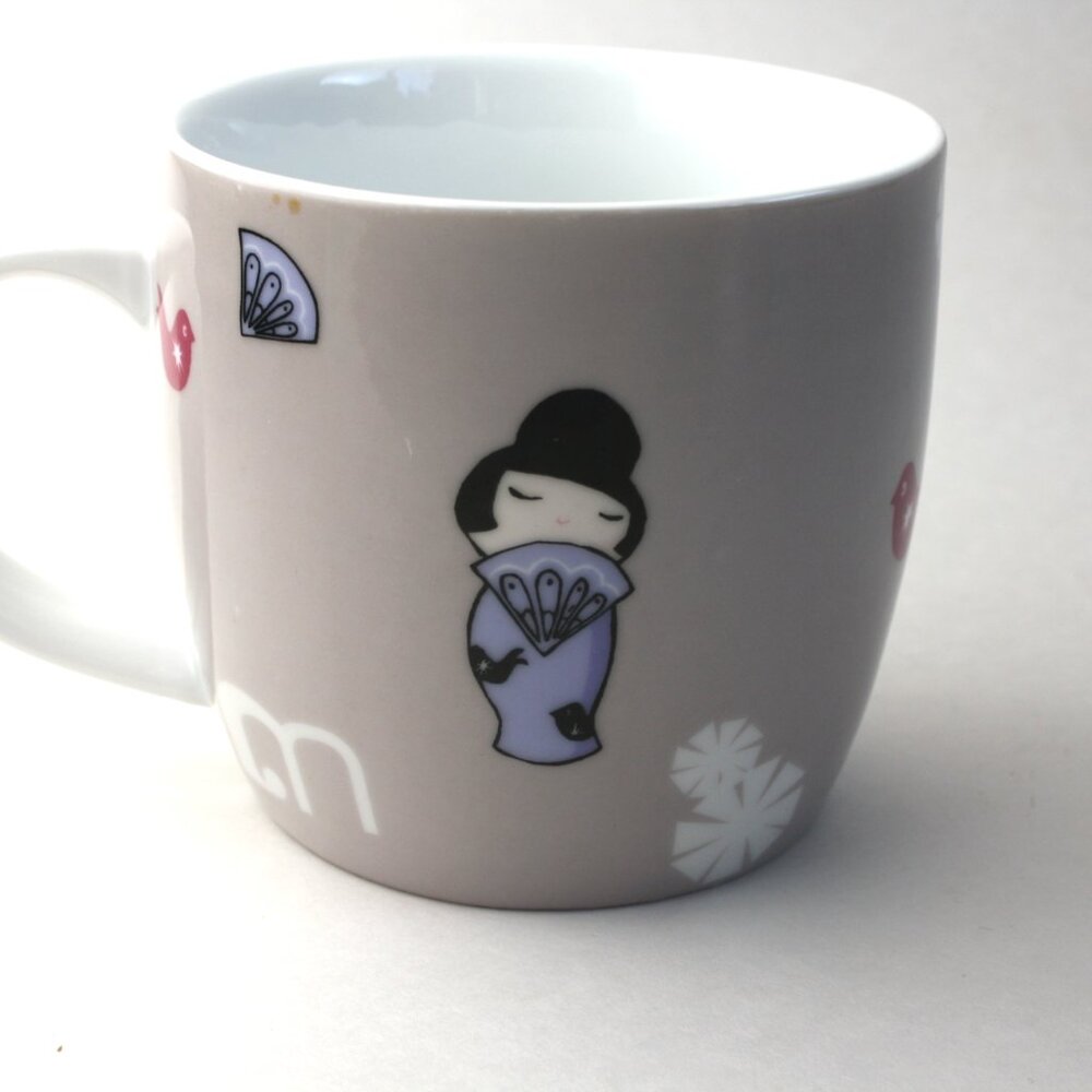 Momiji Doll Mug Pale Pink "Take It Easy, Life is Peaches"